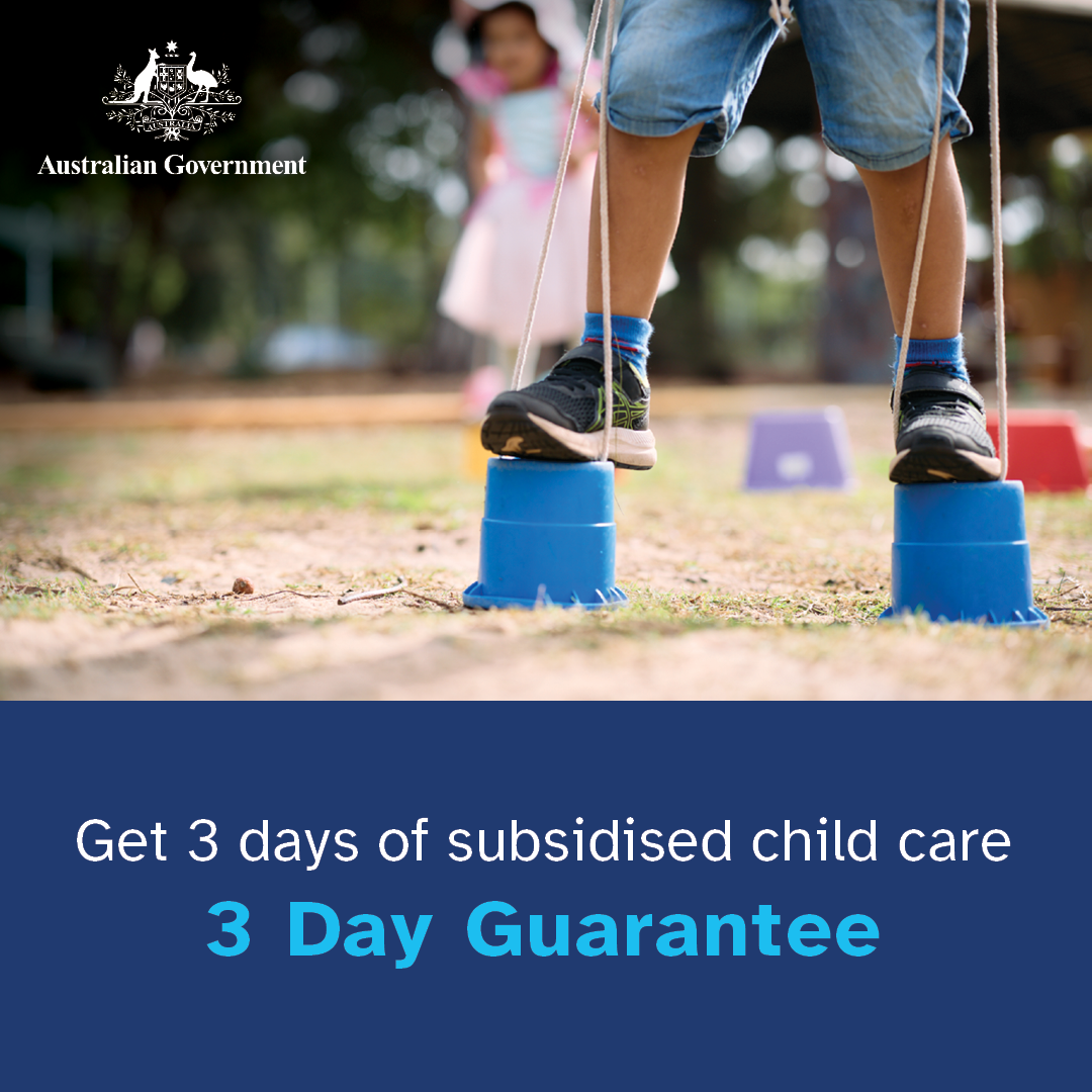 Get 3 days of subsidised child care - 3 Day Guarantee - social media tile