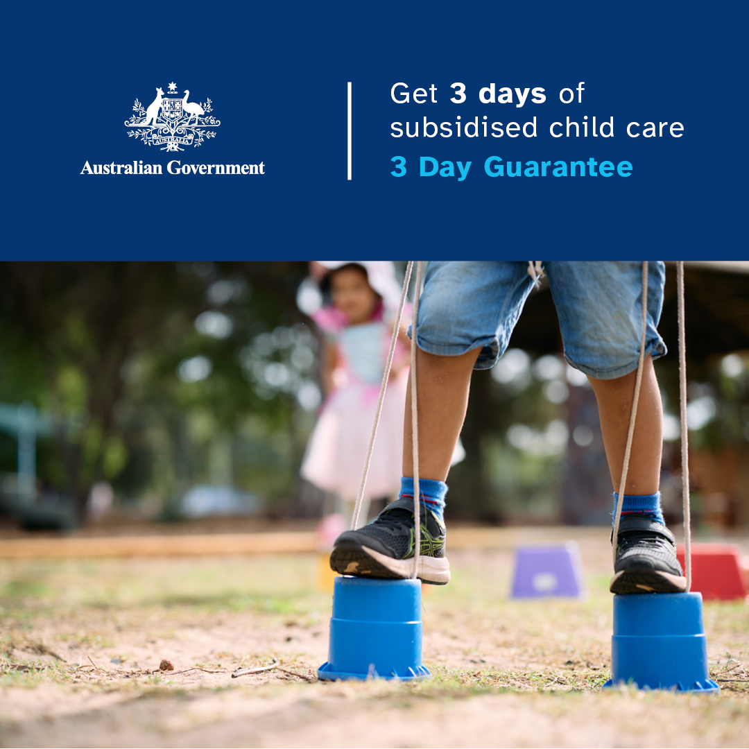 Get 3 days of subsidised child care - 3 Day Guarantee - social media tile