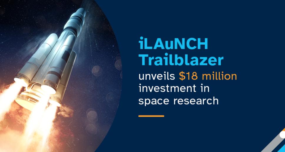 iLaunch trailblazer program with an image of a rocket flying into space