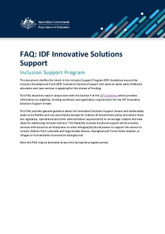 IDF Innovative Solutions Support FAQs.pdf