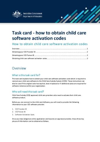 Task card - how to obtain child care software activation codes.pdf