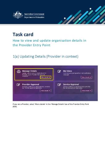 Task card - how to view and update organisation details in the Provider Entry Point.pdf