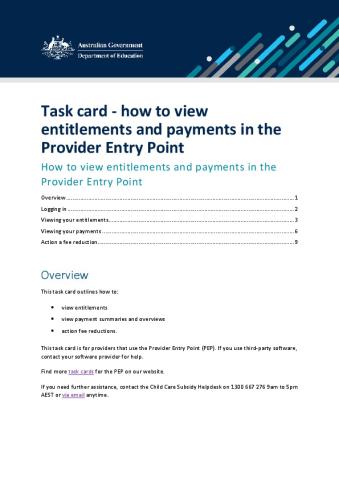 Task card - how to view entitlements and payments in the Provider Entry Point.pdf