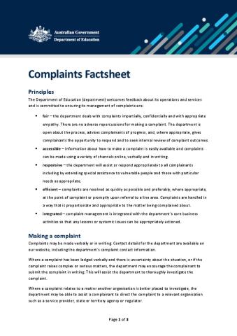 Department of Education Complaints Handling Factsheet.pdf