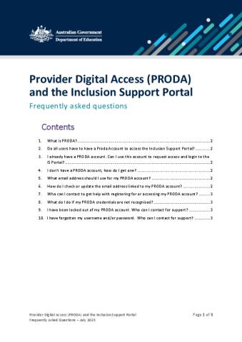 PRODA Access and the IS Portal FAQs.pdf