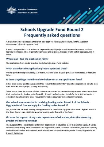 FINAL - Schools Upgrade Fund Round 2 FAQ - 28.02.2024.pdf