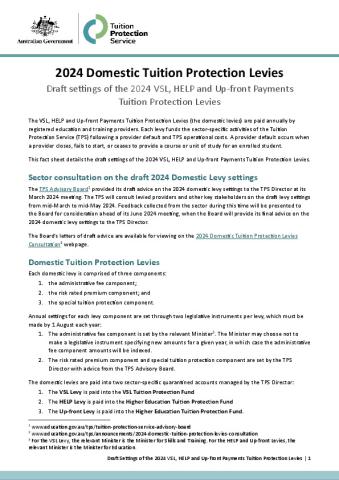 Fact Sheet - Draft Settings of 2024 VSL, HELP and Up-front Payments Tuition Protection Levies.pdf