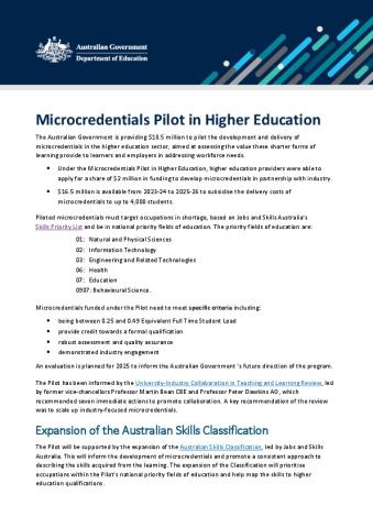 Microcredentials Pilot in Higher Education Factsheet.pdf