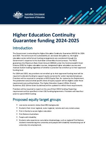 List of Possible Uses Higher Education Continuity Guarantee Funding 2024-2025.pdf