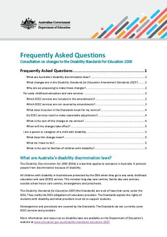 FAQs Disability Standards ECEC Consultation.pdf