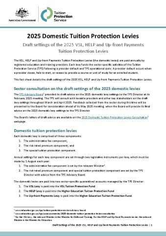 Fact Sheet - Draft Settings of 2025 VSL, HELP and Up-front Payments Tuition Protection Levies.pdf