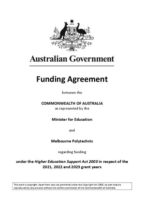 Melbourne Polytechnic 2021-2023 Funding Agreement.pdf