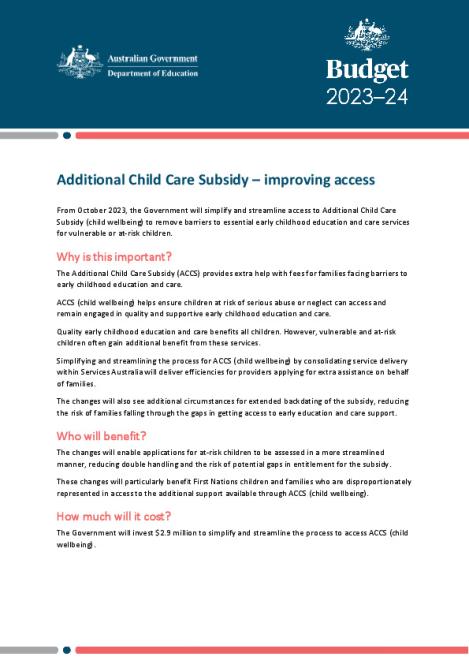 Additional Child Care Subsidy – improving access.pdf