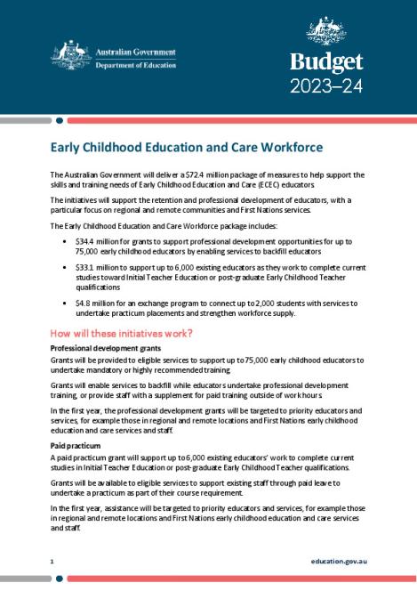 Budget 23-24 Factsheet - Early Childhood Education and Care Workforce.pdf