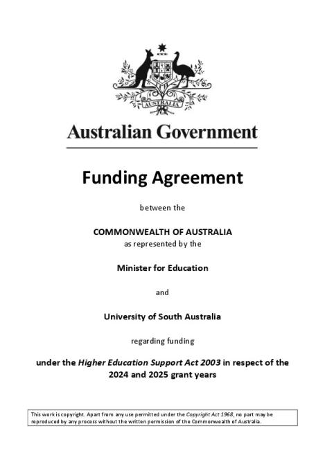 University of South Australia - 2024-2025 CGS Funding Agreement - Dec 2023.pdf