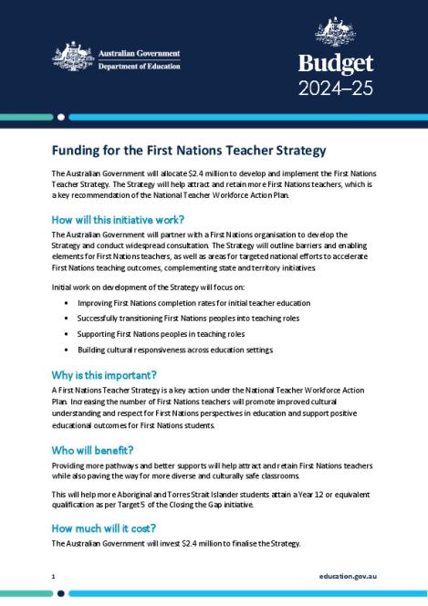 240514 - Funding for the First Nations Teacher Strategy.pdf