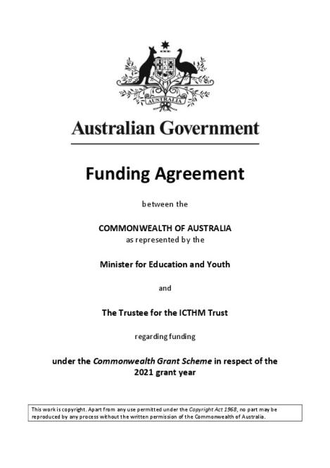 International College of Management Sydney 2021 Funding agreement.pdf