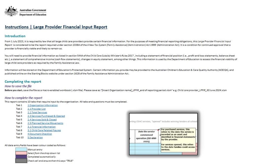 Image of the ¬¬¬¬¬¬¬¬¬¬¬Large Provider Financial Input Report – 2023-24 Financial Year Form