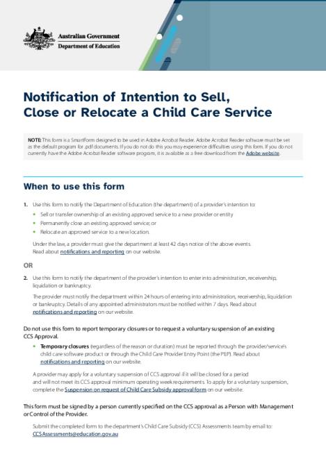 Notification to sell, close or relocate a child care service.pdf