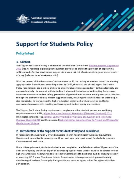 Support for Students Policy - Policy Intent.pdf