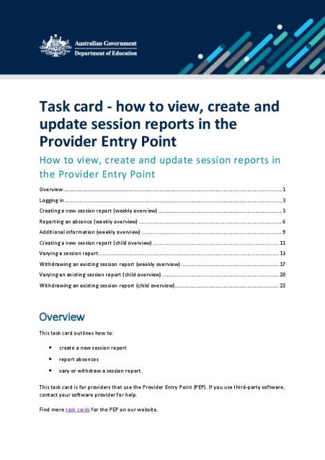 Task card - how to view, create and update session reports in the Provider Entry Point.pdf