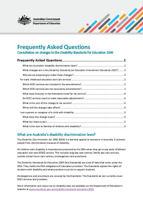 FAQs Disability Standards ECEC Consultation.pdf