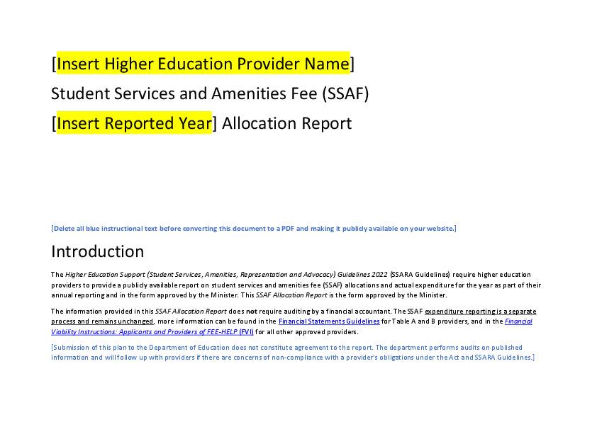 SSAF Allocation Report template_0.pdf